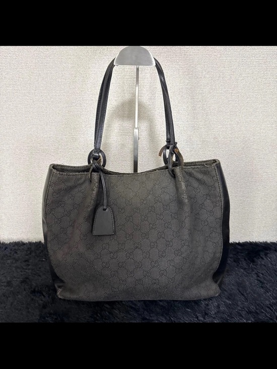 Gucci Handbags - Gucci Black Monogram Tote Bag with Double Straps